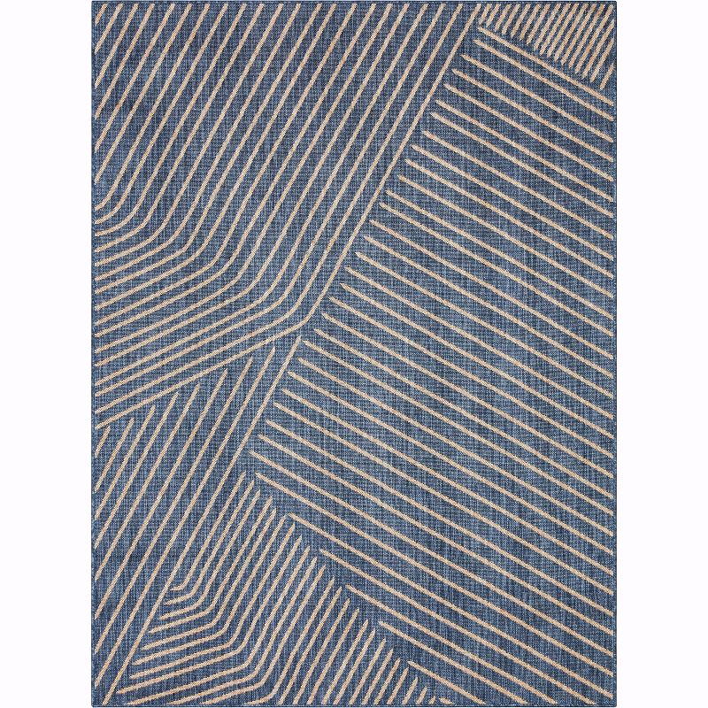 Well Woven Linden Indoor OutdoorFlat Weave Pile Stripes Geometric Area Rug, 1 of 10