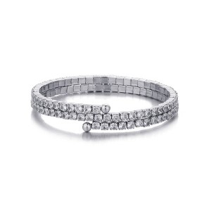 Adornia Silver Plated Coil Stretch Crystal Tennis Wrap Bracelet - 1 of 4