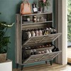 Shoe Cabinet with 2 Flip Drawers, Farmhouse Freestanding Shoes Organizer with Metal Legs, Narrow Shoe Rack Cabinet, Slim Shoes Storage Cabinet for - 4 of 4