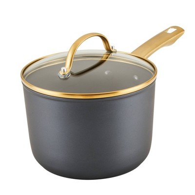 Farberware Forged Induction 3qt Ceramic Nonstick Covered Sauce pan: Dishwasher-Safe, Tempered Glass Lid, Stainless Steel Handle