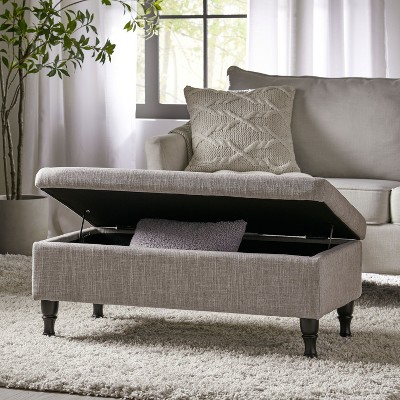 Classic Rectangle Storage Hilton Ottoman For Living Room,grey 