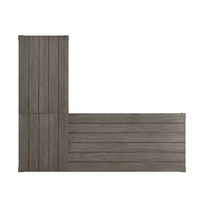 Weathered Gray Corner Writing Desk with USB and Filing Cabinet