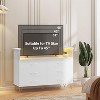 Dresser for Bedroom with LED Light & Charging Station, 6 Drawers Wooden Dressers with Open Space, Modern Chest of Double Wide Drawers White - 4 of 4