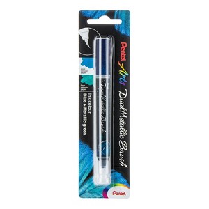 Pentel Arts DualMetallic Brush, Blue/Metallic Green Ink - 1 of 2