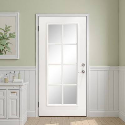 Wooakway 36"W*80"H 8-Lite Exterior Frosted Glass Prehung Front Entry Door Primed Interior Fiberglass Entrance Door