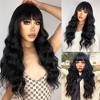 Jessie's Wig 24 Inch Wavy Bangs With Wig Synthetic Hair Natural Black Color 1 Pc/Pack - 3 of 4