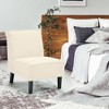Tangkula Set of 2 Armless Accent Chair Fabric Single Sofa w/ Rubber Wood Legs Beige - 2 of 4