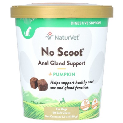 NaturVet No Scoot, Anal Gland Support + Pumpkin, For Dogs, 60 Soft Chews, 6.3 oz (180 g)