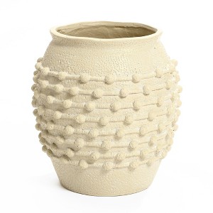 LuxenHome Coastal Beige Mgo 16.5-Inch Round Planter - 1 of 4