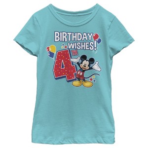 Girl's Disney Mickey Mouse 4th Birthday Wishes T-Shirt - 1 of 4