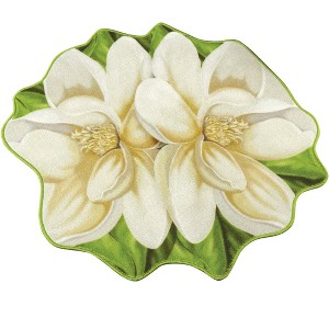 Collections Etc Skid-Resistant Magnolia Blossom Shaped Tufted Rug 36" x 36" White - 1 of 3