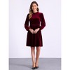 Allegra K Women's Velvet Smocked Waistline Long Sleeve Wedding Guest Dress - 4 of 4