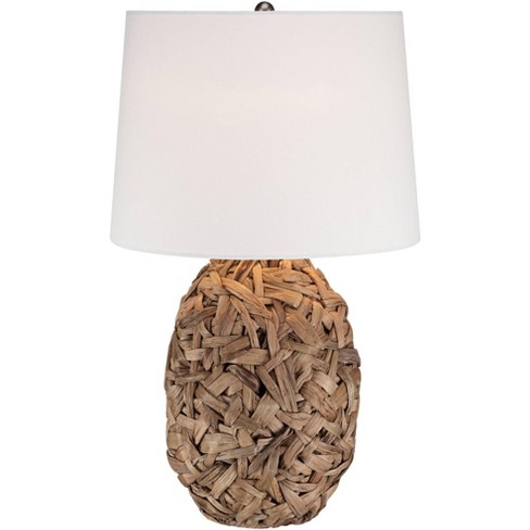 Tropical Round Wicker Table Lamp with Wicker Shade 