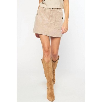 Women's Corduroy High Waist Mini Skirt - entro