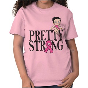 Breast Cancer Betty Pretty Strong Womens Graphic T Shirt Tees Brisco Brands - 1 of 4