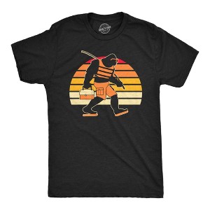 Mens Funny T Shirts Bigfoot Gone Fishing Sarcastic Sasquatch Graphic Tee For Men - Crazy Dog Men's T Shirt - 1 of 4