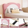 Cute Velvet Princess Full Size Bed Frame for Kids - Upholstered Headboard, Solid Wood Slats, No Box Spring Needed - 4 of 4