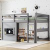Twin/Full Size Loft Bed House Kids Loft Bed Frame with Double-Sided Sliding Chalkboard, Bookshelf & Safety Guardrails - ModernLuxe - 2 of 4