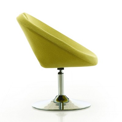 Perch Green Wool Blend Swivel Chair with Polished Chrome Base