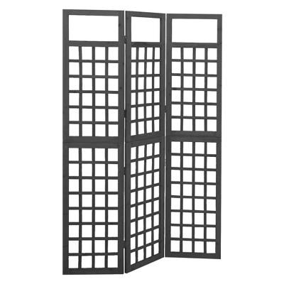 vidaXL 3-Panel Room Divider/Trellis Solid Fir Wood Black 47.6"x70.9"