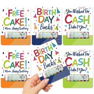 Big Dot of Happiness Cheerful Happy Birthday - DIY Assorted Colorful Birthday Cash Holder Gift - Funny Money Cards - Set of 6 - 1 of 4