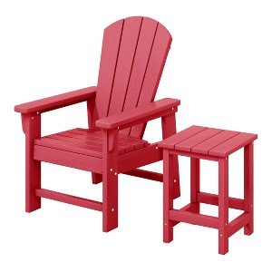 WestinTrends Malibu 2-Piece Kids Outdoor HDPE Adirondack Chair With Square Side Table Set - 1 of 4