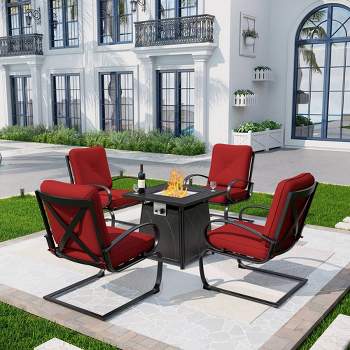 5pc Outdoor Set with Spring Motion Chairs & 28" Fire Table - Captiva Designs
