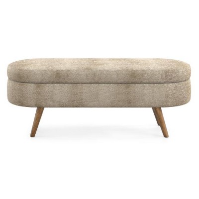 Vynxaria Oval Storage Ottoman Bench, Multi-Purpose Footstool Seat, Decorative Home Furniture with Storage Function