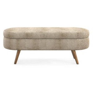 Vynxaria Oval Storage Ottoman Bench, Multi-Purpose Footstool Seat, Decorative Home Furniture with Storage Function - 1 of 4