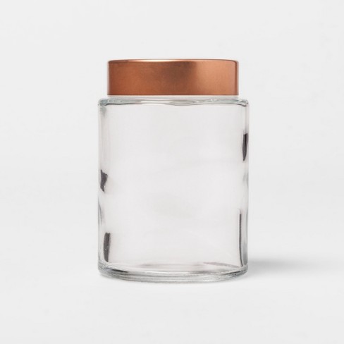 Round Glass Spice Jar With Copper Metal Lid Threshold