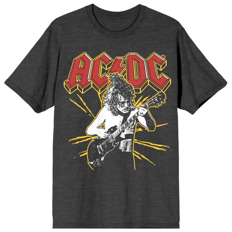 ACDC Yellow Spark Crew Neck Short Sleeve Charcoal Women's T-shirt, 1 of 4