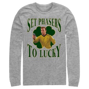 Men's Star Trek: The Original Series St. Patrick's Day Captain Kirk Set Phasers to Lucky Long Sleeve Shirt - 1 of 4