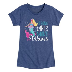 Girls' - Barbie - Strong Girls Make Waves Fitted Short Sleeve Graphic T-Shirt - 1 of 4