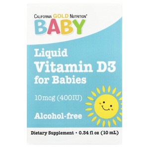 Baby Vitamin D3 by California Gold Nutrition - Liquid D3 Supplement for Babies, Vegetarian Friendly  - Developmental Support - Alcohol & Gluten Free, - 1 of 4