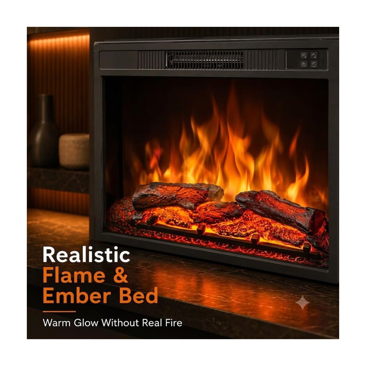 23" Recessed Electric Fireplace, 1500 W Built-In Heater box Heater for Indoor Wall Installation, Remote Control 3 Flame, 0.5-9 H Timer - thumbnail 9