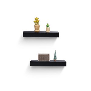 ChicFurnit Wall Shelf Set Floating Wood Shelves Invisible Brackets Hanging Shelf for Books Storage for Indoor Living Room, Black, 18.11"*1.57"*5.91" - 1 of 4