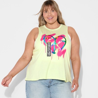 Pride Adult Rainbow Graffiti Graphic Tank Top - White/Jade