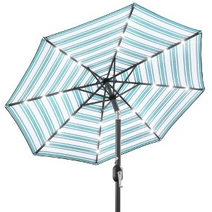 Best Choice Products 10ft Solar LED Lighted Striped Patio Umbrella w/ Crank, Tilt, Push Button, 6 Ribs - 1 of 4