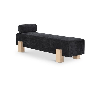 black chenille fabric/natural