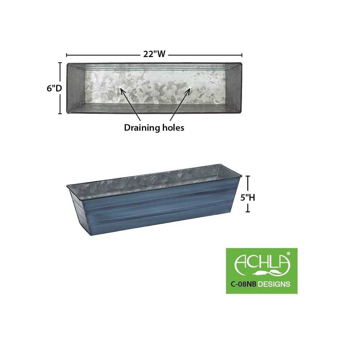 ACHLA Designs 22" Wide Rectangular Galvanized Steel Planter Box with Clamp-On Brackets Nantucket Blue: Outdoor/Indoor, No Assembly Required - thumbnail 3
