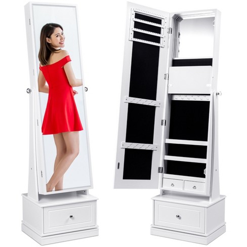 Best Choice Products 360 Swivel Standing Mirrored Jewelry Cabinet, Led-lit  Makeup Organizer W/ Mirror - White : Target