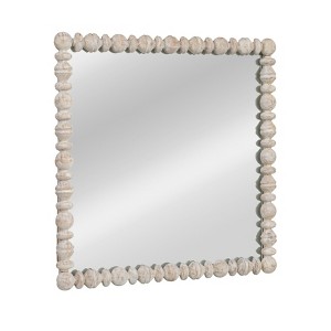 Storied Home Square Raised Dowel Wood Wall Mirror, White - 1 of 4