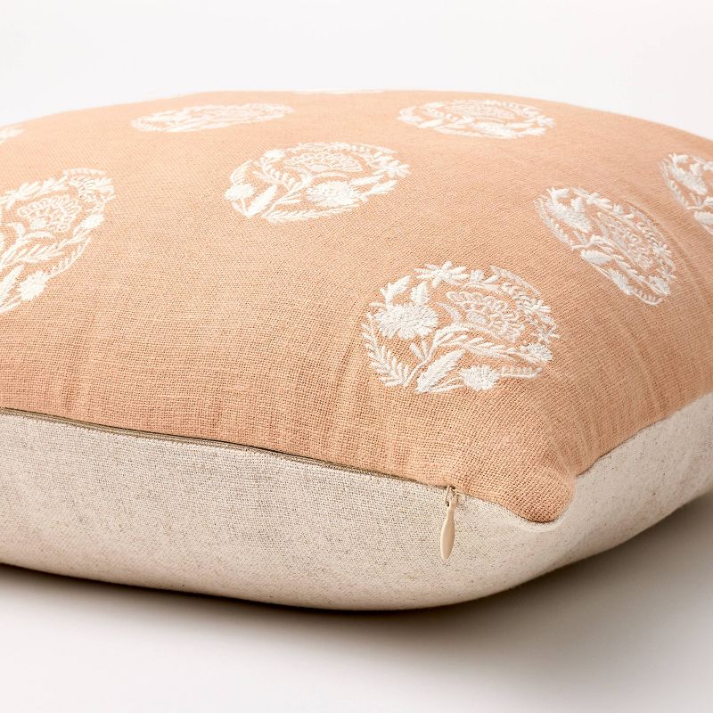 Oversize Embroidered Floral Egg Square Throw Pillow Clay Pink/Cream - Threshold&#8482; designed with Studio McGee, 5 of 6