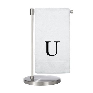 BC BARE COTTON Monogrammed Bath Towel, Personalized Gift, Set of 2 - White - Black Block - 1 of 4