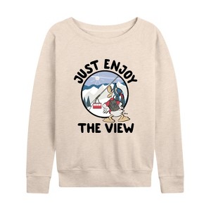 Women's - Disney - Just Enjoy The View Lightweight French Terry Wide Neck Long Sleeve Shirt - 1 of 4