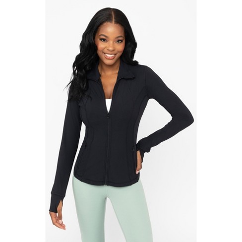 Yogalicious Womens Nude Tech Polygiene Jetsetter Full Zip Performance  Jacket - Black - Medium : Target