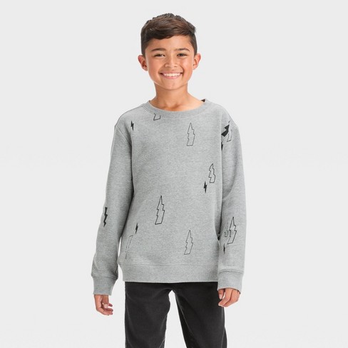 Boys' Crewneck Fleece Pullover Sweatshirt - Cat & Jack™ Gray L