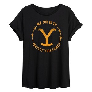 Women's - Yellowstone - Protect This Family Oversized Graphic T-Shirt - 1 of 4