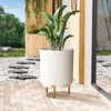 Maggift Planters, Decorative Planter Set with Stand, Simple Design Round Flower Pot for Garden, Patio, White, 14.8" * 14.8" * 20.3" - 4 of 4