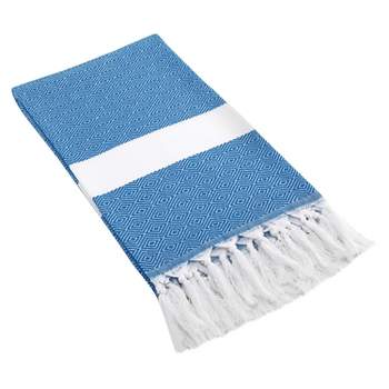 Diamond Weave Pestemal Turkish Cotton Beach Towel Royal Blue